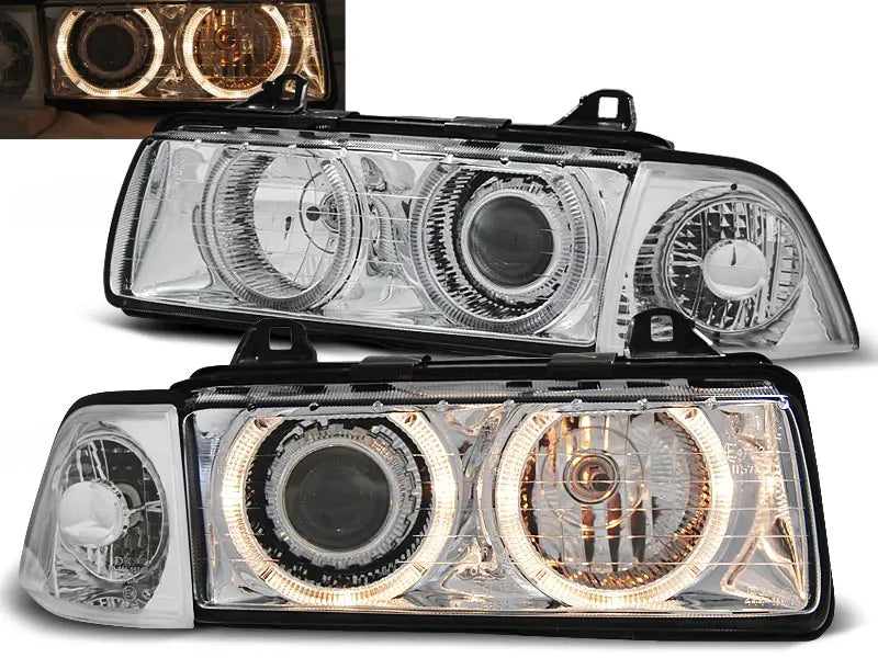 Frontlykter Bmw E36 12.90-08.99 Angel Eyes Chrome Projector headlights | Nomax.no🥇