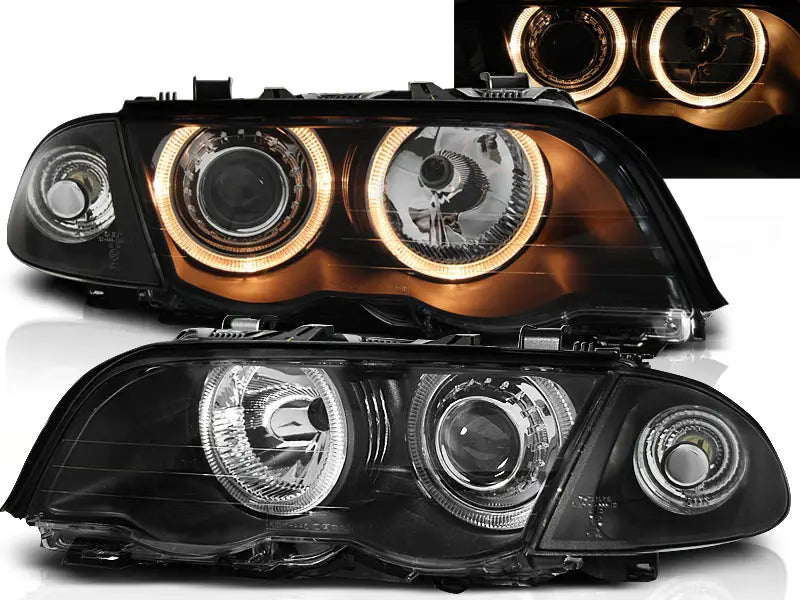 Frontlykter Bmw E46 05.98-08.01 S/T Angel Eyes Black | Nomax.no🥇