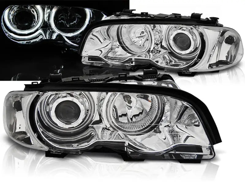 Frontlykter Bmw E46 04.99-03.03 Coupe / Cabrio Angel Eyes Chrome CCFL | Nomax.no🥇