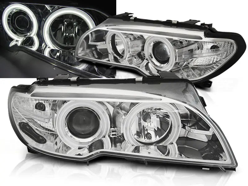 Frontlykter Bmw E46 04.03-06 Coupe / Cabrio Angel Eyes CCFL Chrome | Nomax.no🥇
