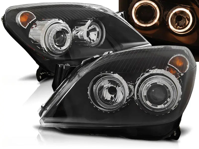 Frontlykter Opel Astra H 03.04-09 Angel Eyes Black | Nomax.no🥇