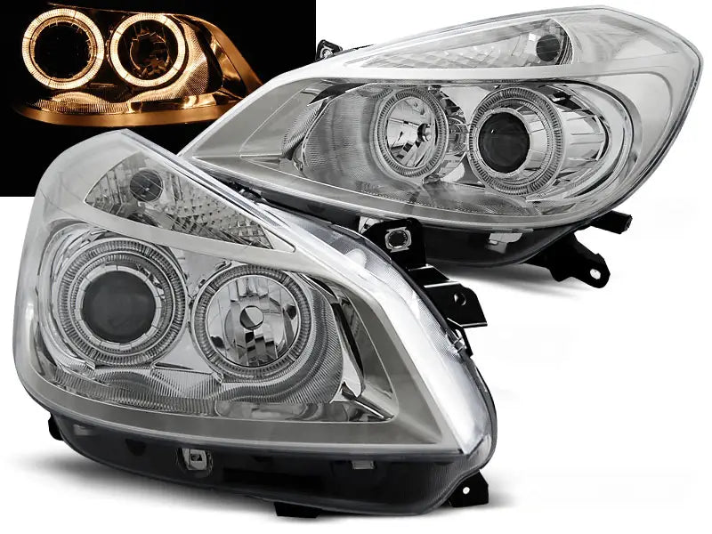 Frontlykter Renault Clio 3 05-09 Chrome Angel Eyes | Nomax.no🥇_1