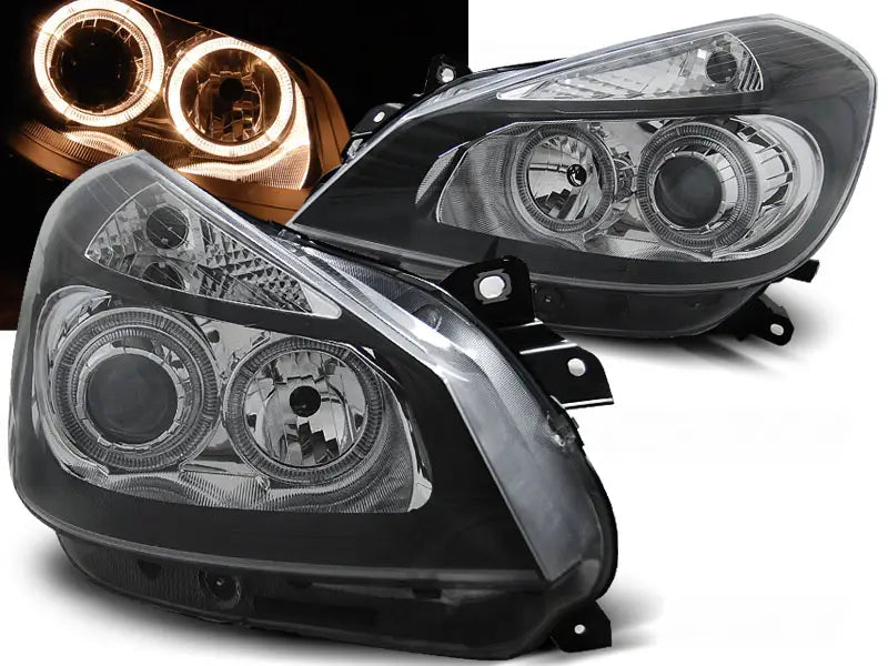Frontlykter Renault Clio 3 05-09 Black Angel Eyes | Nomax.no🥇