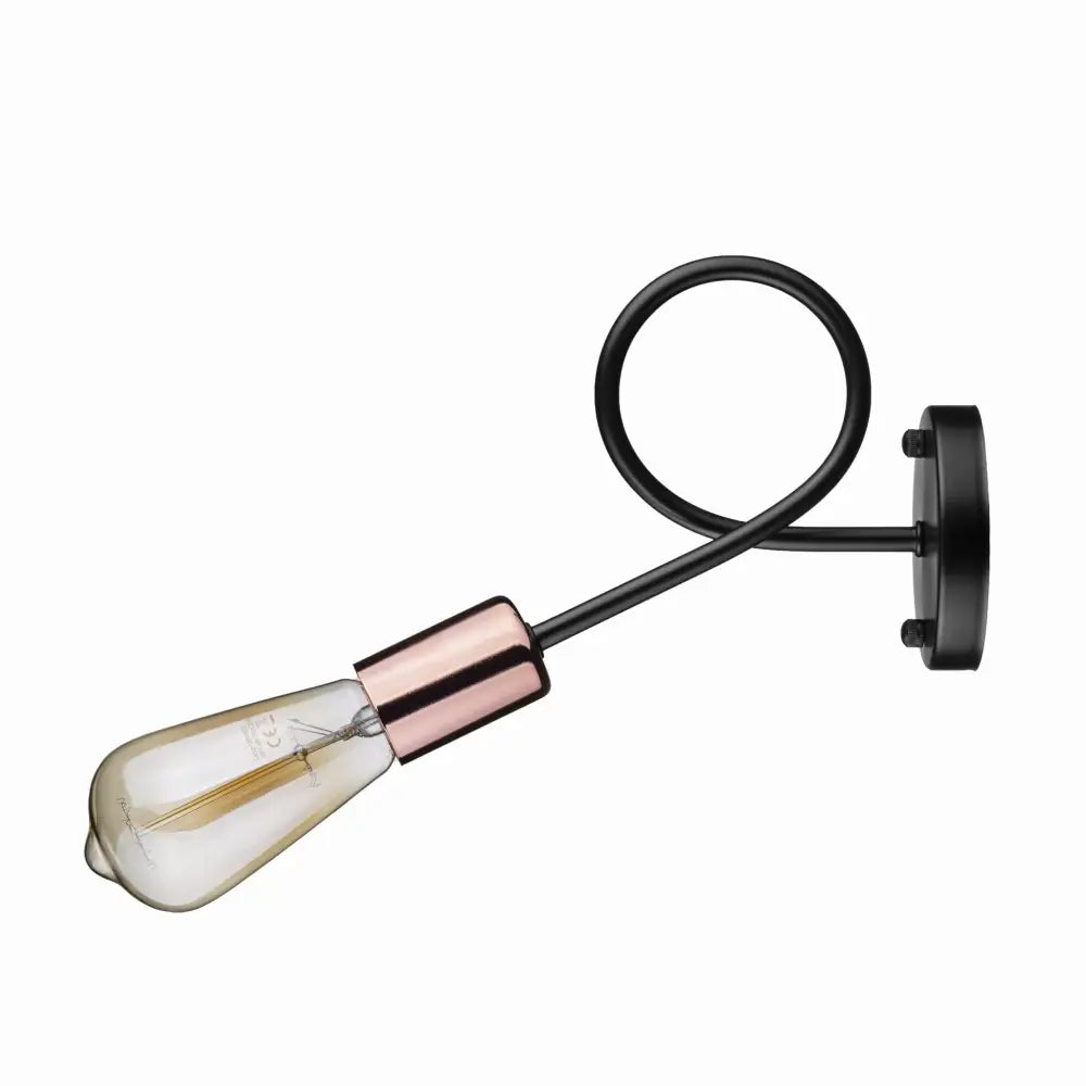 Twist Vegglampe Wst053 Svart Roségull E27 Sokkel