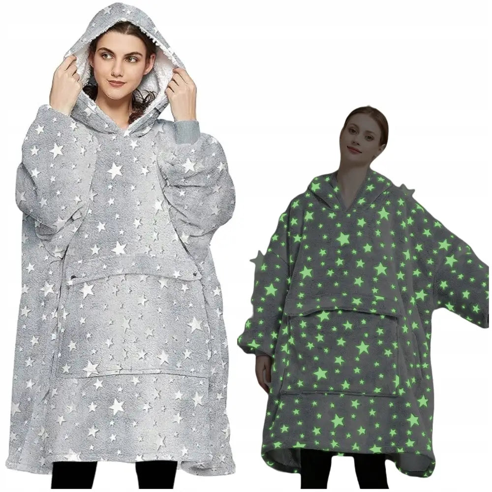 Tykk Xxl 2-i-1 Oversized Varm Hettegenser med Sherpa Fleece for Vinterkvelder