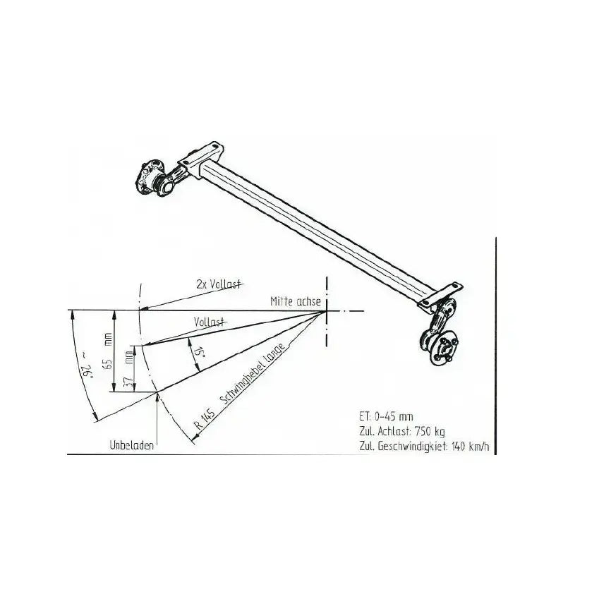 Ubremset Aksel For Tilhenger Knott Vg7 750 Kg 1070 Mm - 3