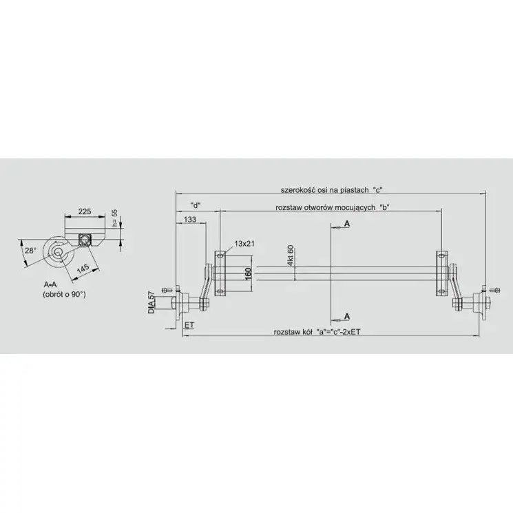 Ubremset Aksel For Tilhenger Knott Vg7 750 Kg 1130 Mm - 2