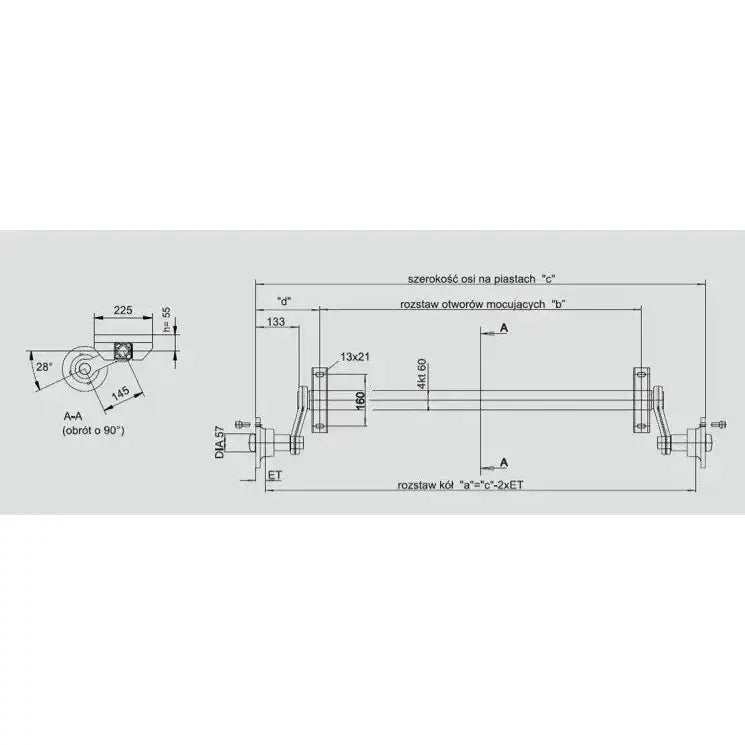 Ubremset Aksel For Tilhenger Knott Vg7 750 Kg 1260 Mm - 2