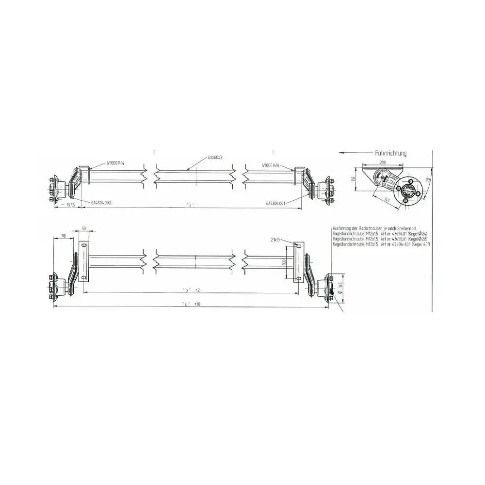 Ubremset Aksel For Tilhenger Knott Vg7 750 Kg 1400 Mm For Tilhenger - 3