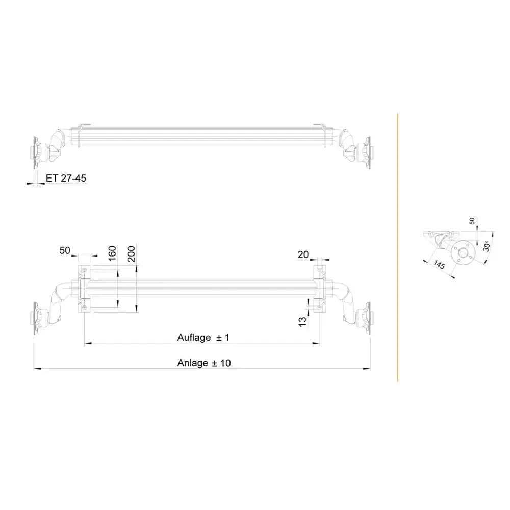 Ubremset Aksel For Tilhengere Al-ko Optima 1400 Mm 750 Kg 100x4 - 2