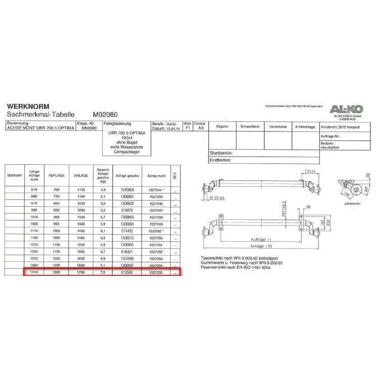 Ubremset Aksel - Tilhengere Al-ko 750kg 900mm 4x100 - 5