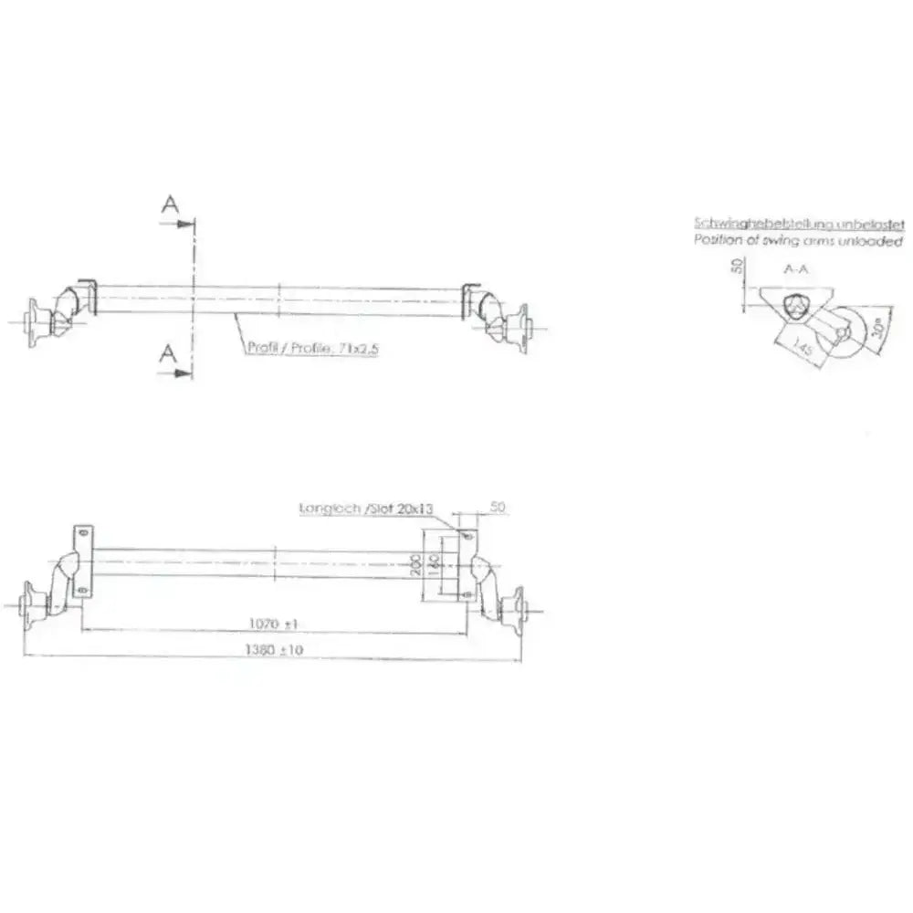 Ubremset Aksel - Tilhengere Al-ko Optima 1070mm 750kg 100x4 - 5