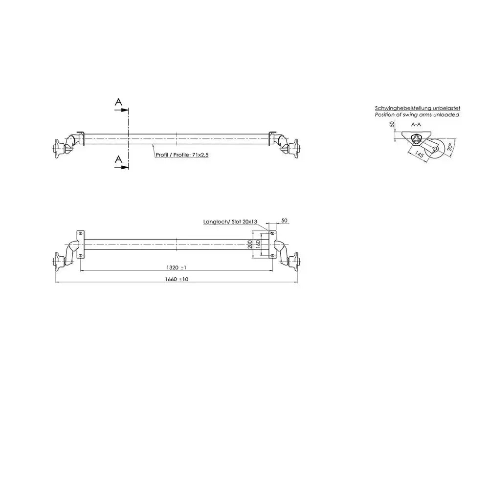 Ubremset Aksel - Tilhengere Al-ko Optima 1320mm 750kg 100x4 - 5