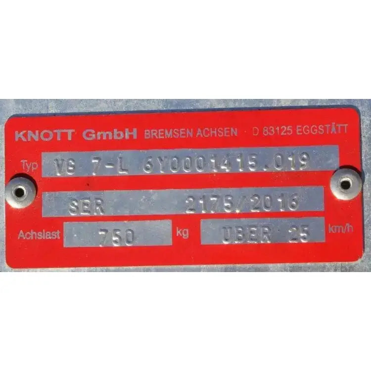 Ubremset Aksel - Tilhengere Knott Vg7 750kg 1070mm - 5
