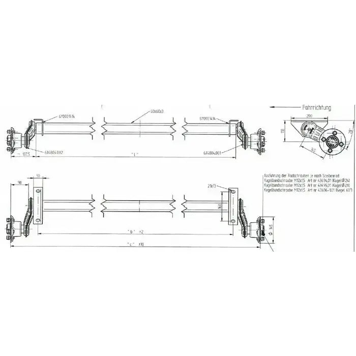 Ubremset Aksel - Tilhengere Knott Vg7 750kg 1070mm - 6