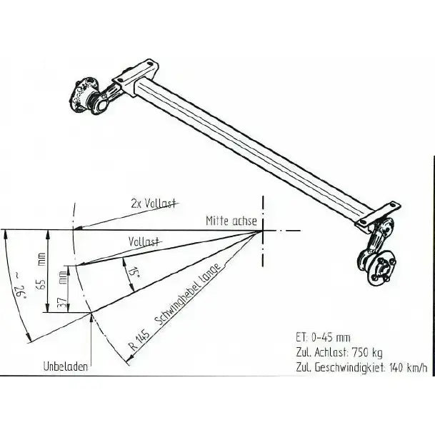 Ubremset Aksel - Tilhengere Knott Vg7 750kg 1070mm - 7