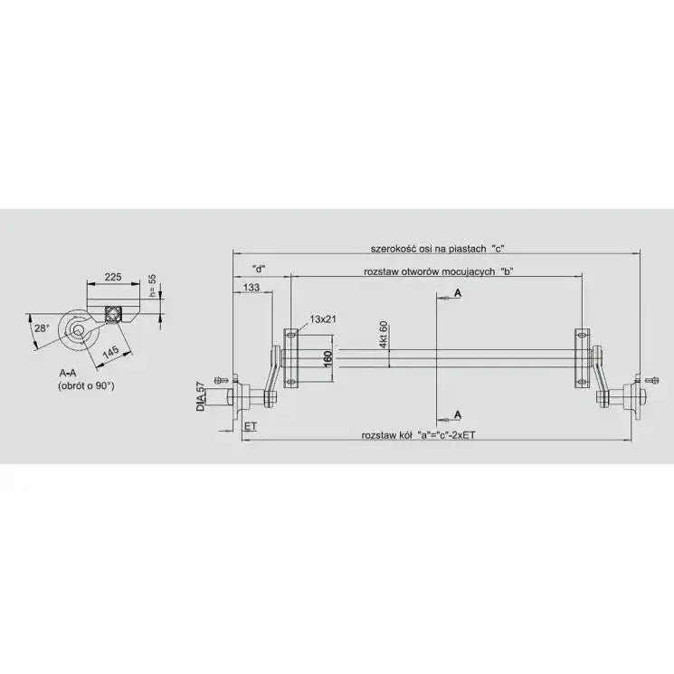 Ubremset Tilhengeraksel Knott Vg7-l 750 Kg B-1130 C-1430 - 2