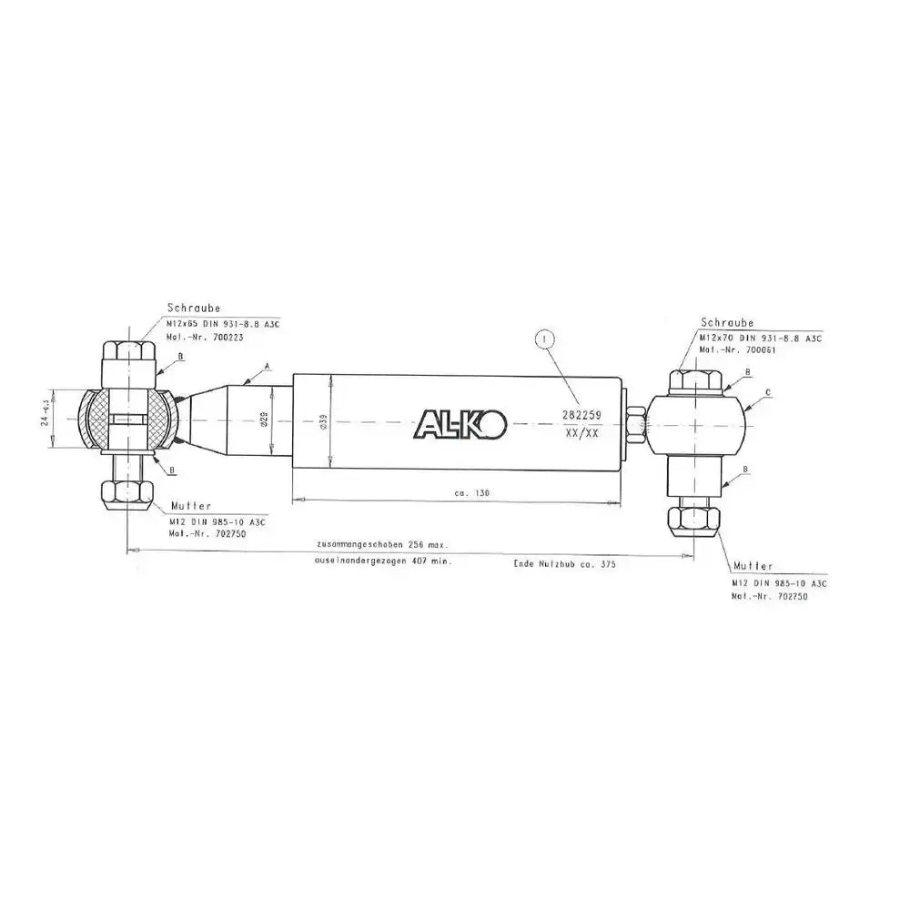 Universal Al-ko Tilhengeraksel Støtdemper 1500-3000kg - 2