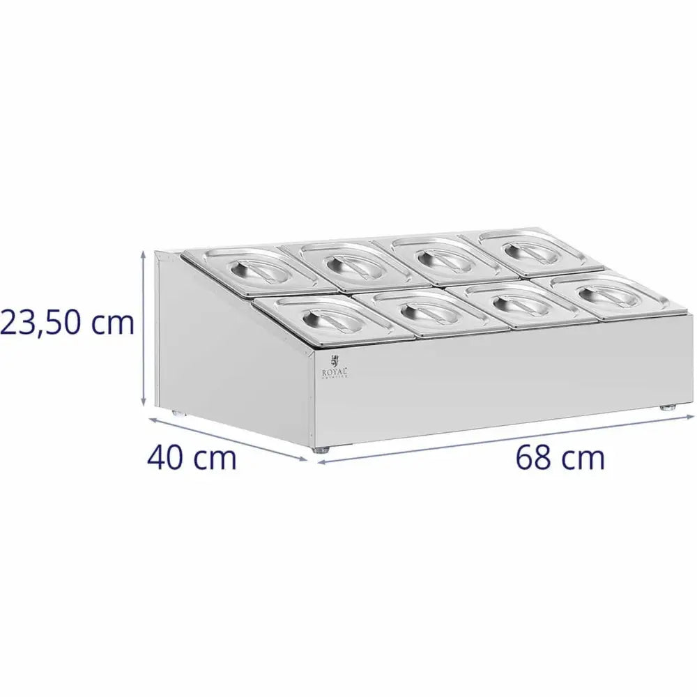 Utstillingsskap For Gastronormbeholdere 8 x Gn 1/6 + Beholdere Med Lokk - 8