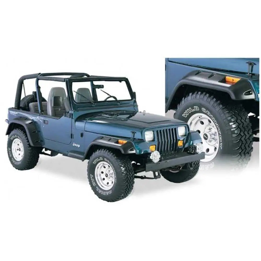 Utvidelsesskjermer Foran og bak i Bushwacker Cut-out-stil - Jeep Wrangler Yj 87-95