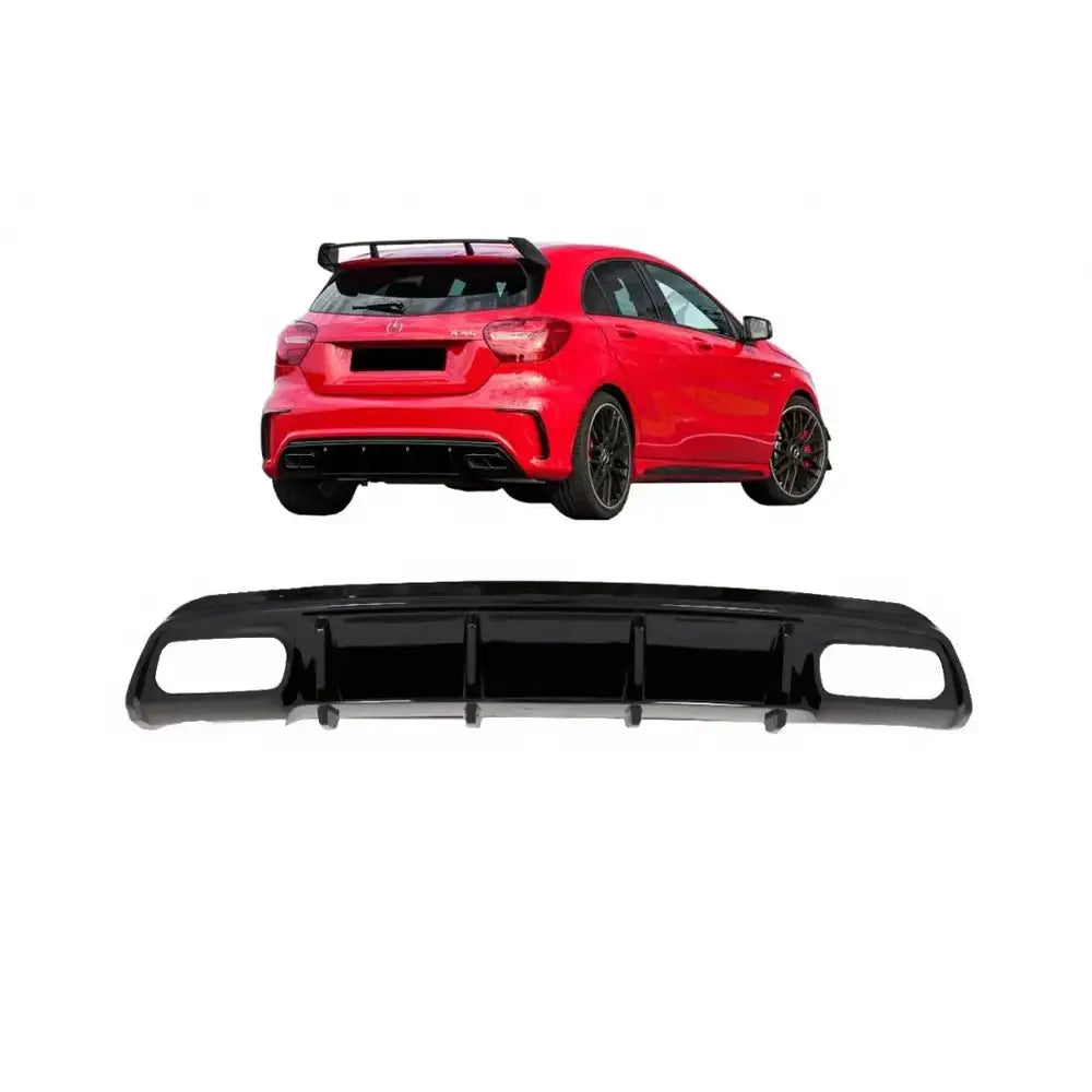 Valance Rear Diffuser Black Edition Suitable For Mercedes A-class W176 Facelift (2012-2018) A45 Design - 1