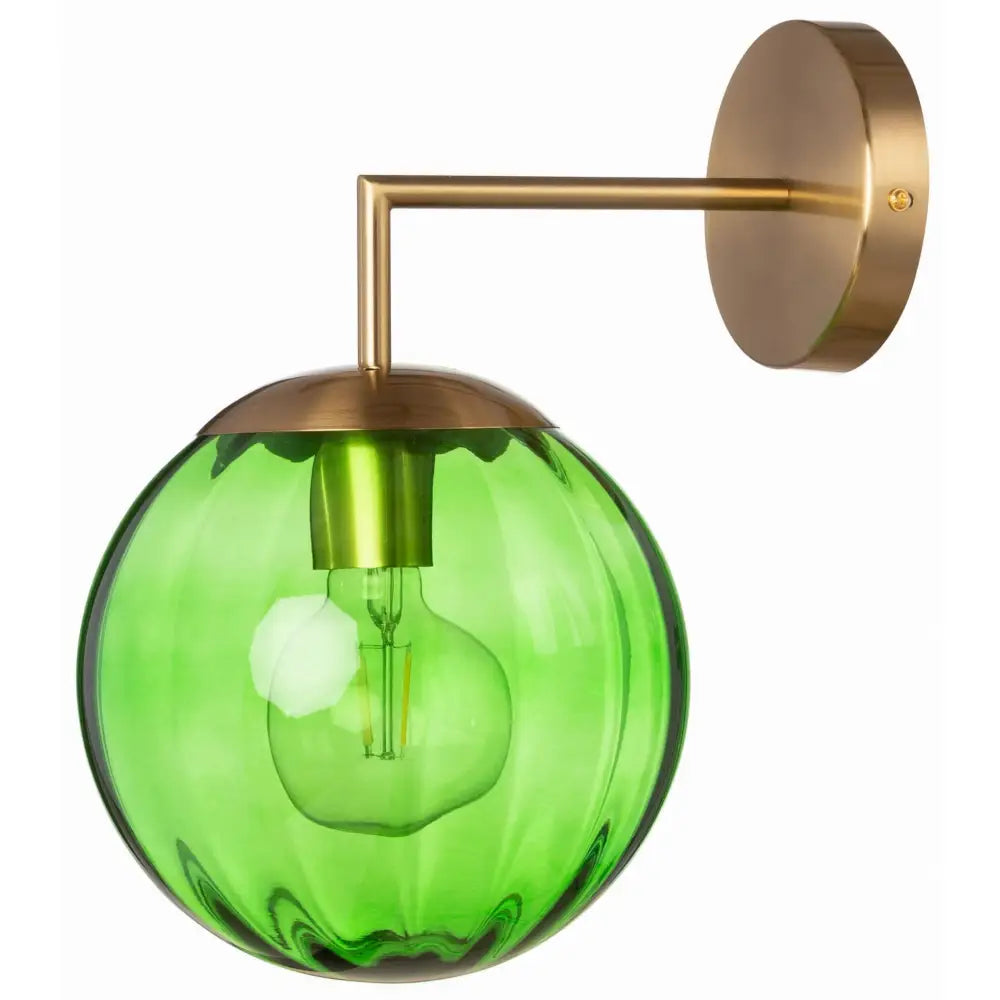 Vegglampe i Gullfarge Pandora Med Glasskule i Grønt - 1