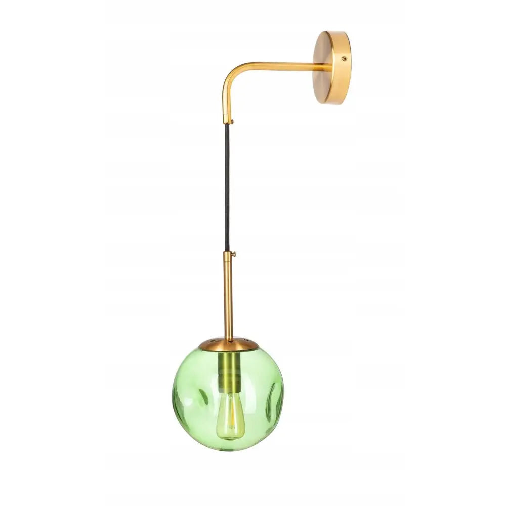 Vegglampe i Metall Med Grønn Glasskule Lava - 1