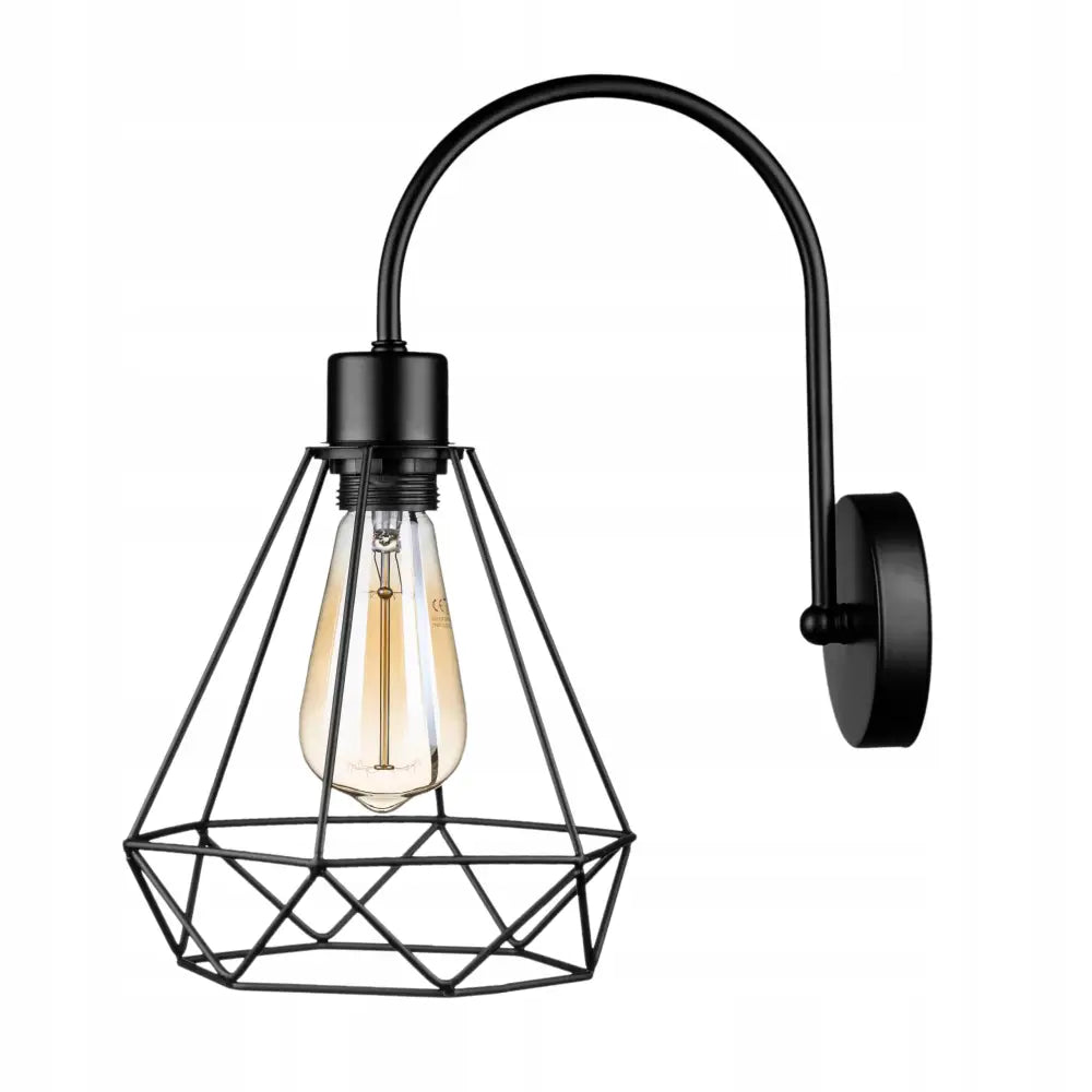 Vegglampe Med Skjerm Loft Svart Retro - 1