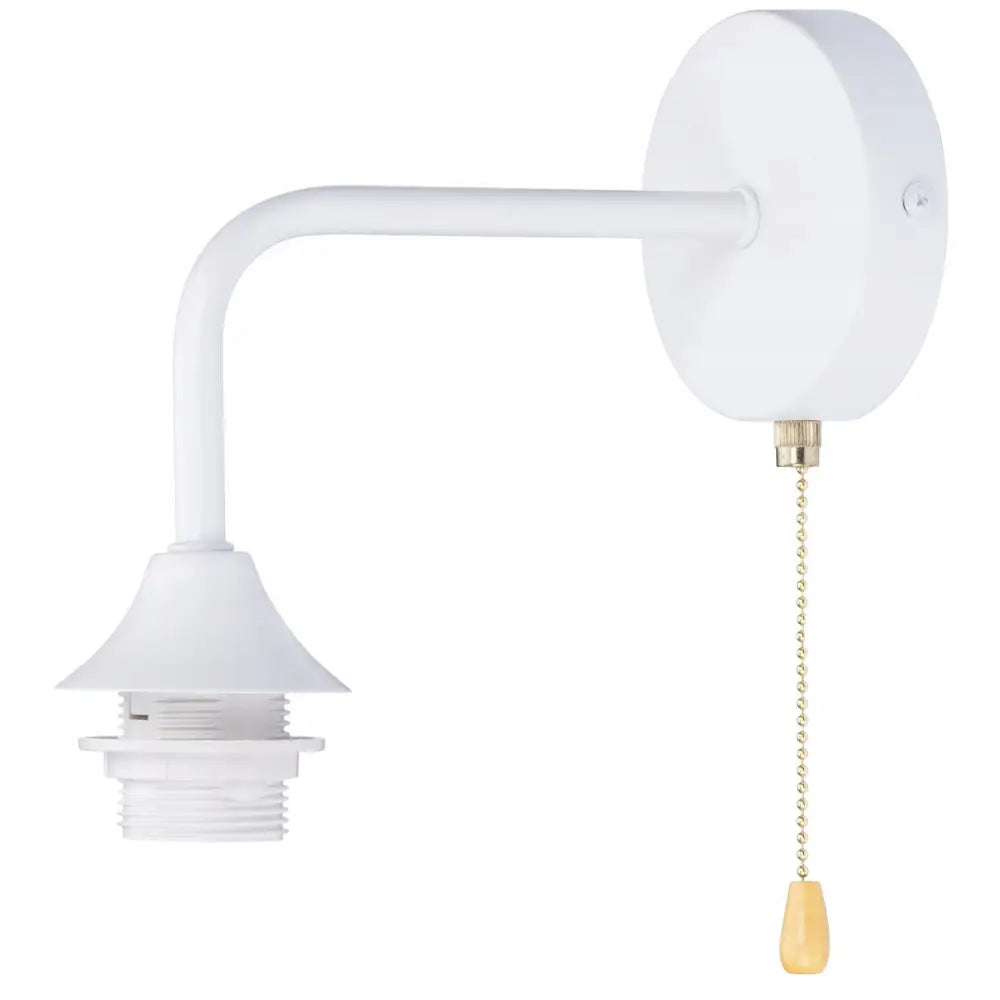 Vegglampe Rustikk Hvit Metallramme E27 Med Kjede - 1