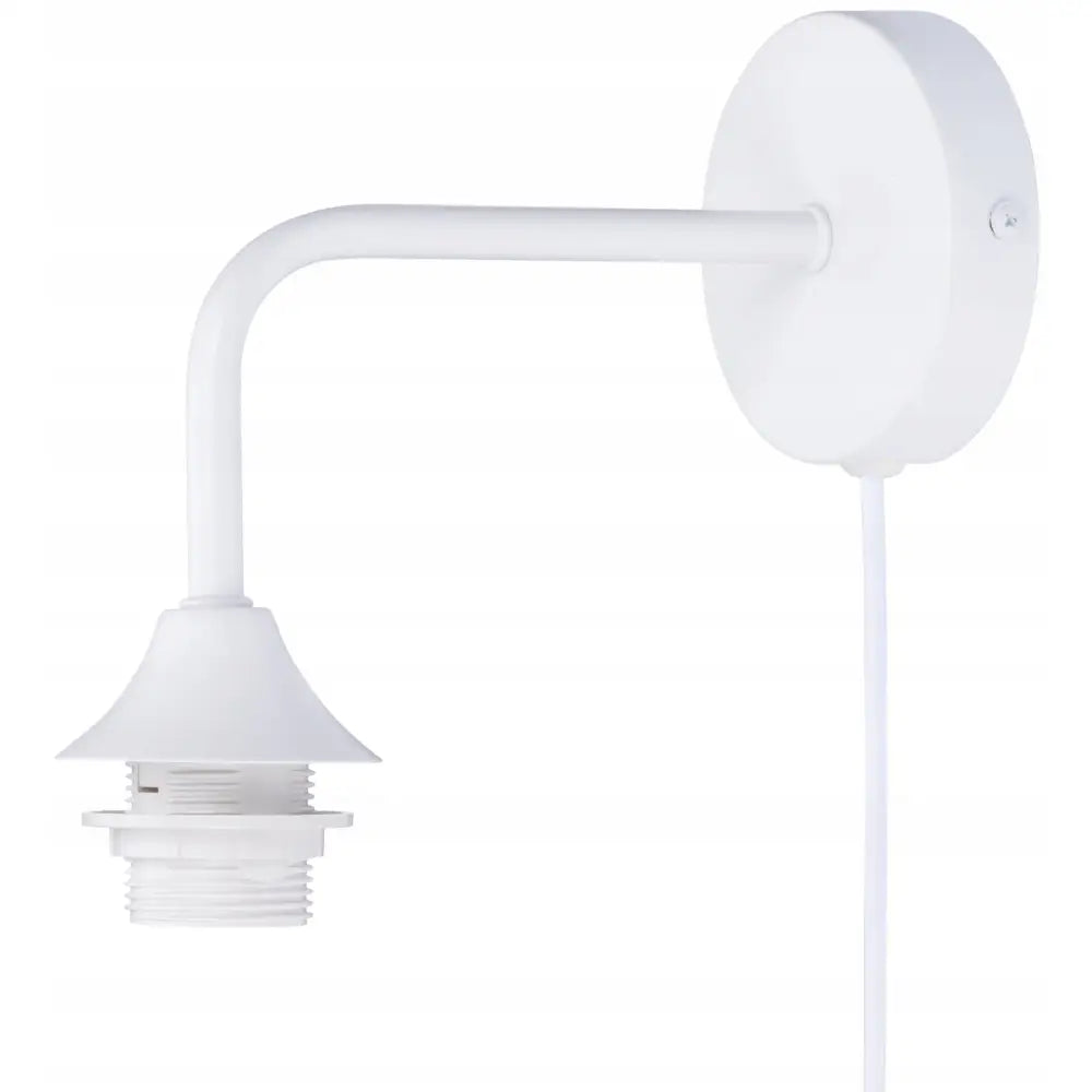 Vegglampe Rustikk Hvit Metallramme E27 Med Ledning - 1