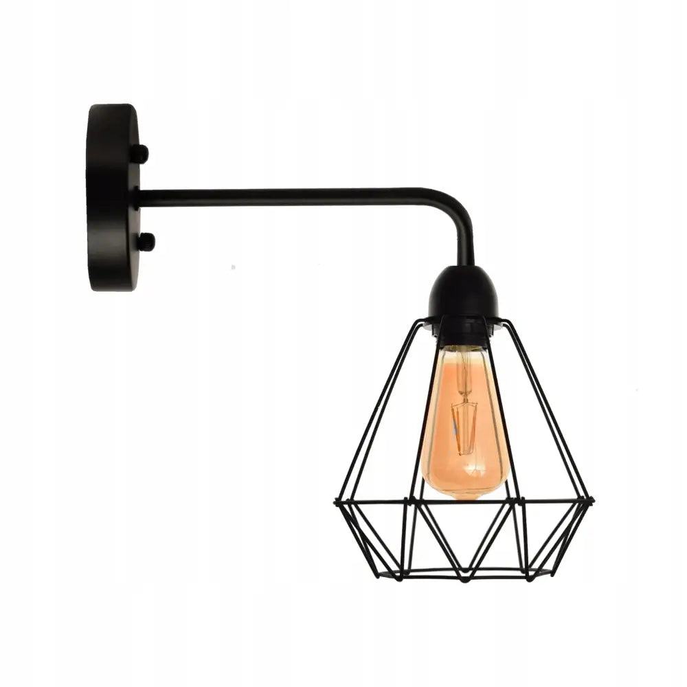 Vegglampe Svart Druciny Loft Kurv Diamant - 1