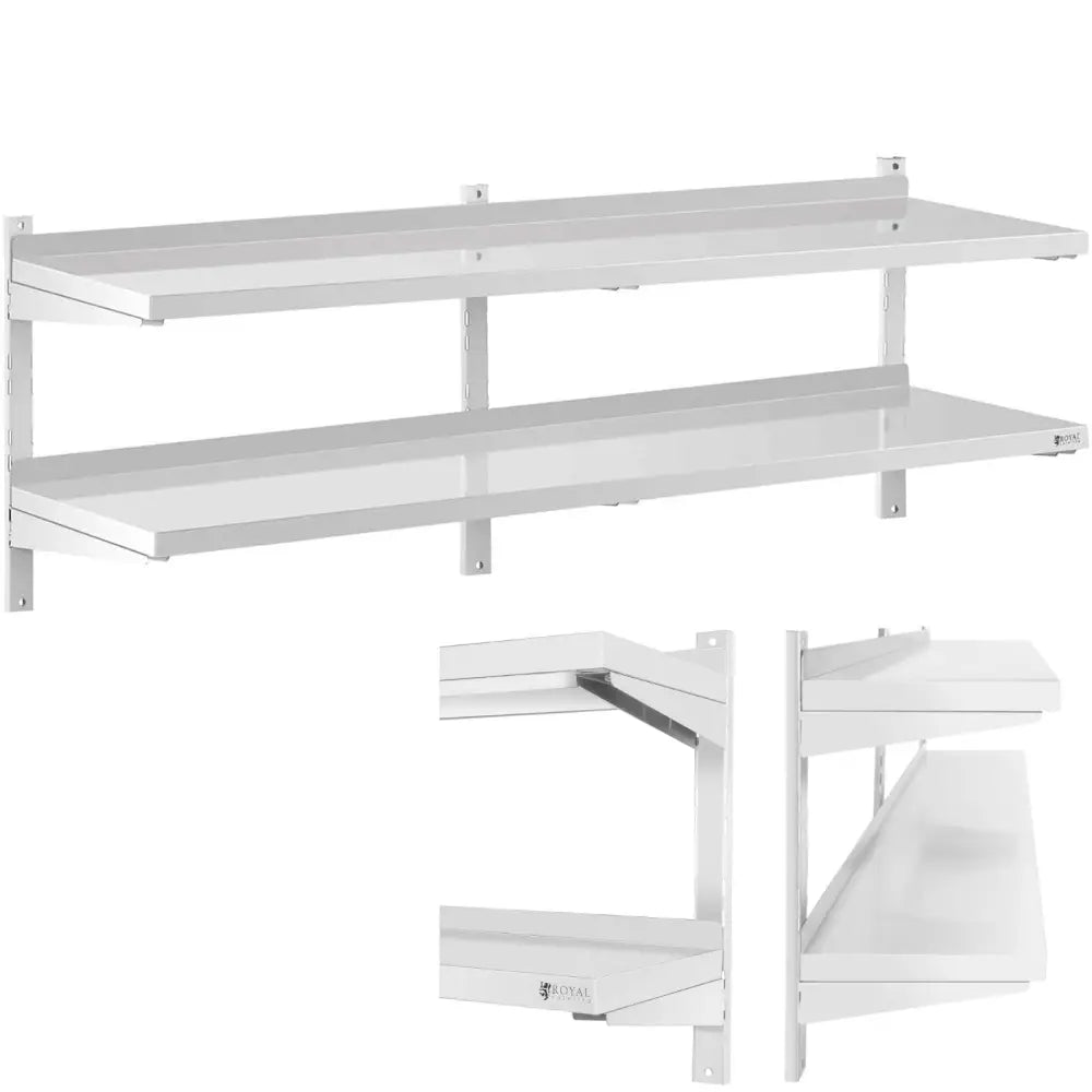 Veggmontert Dobbel Justerbar Gastronomisk Hylle 180 x 40 Cm.