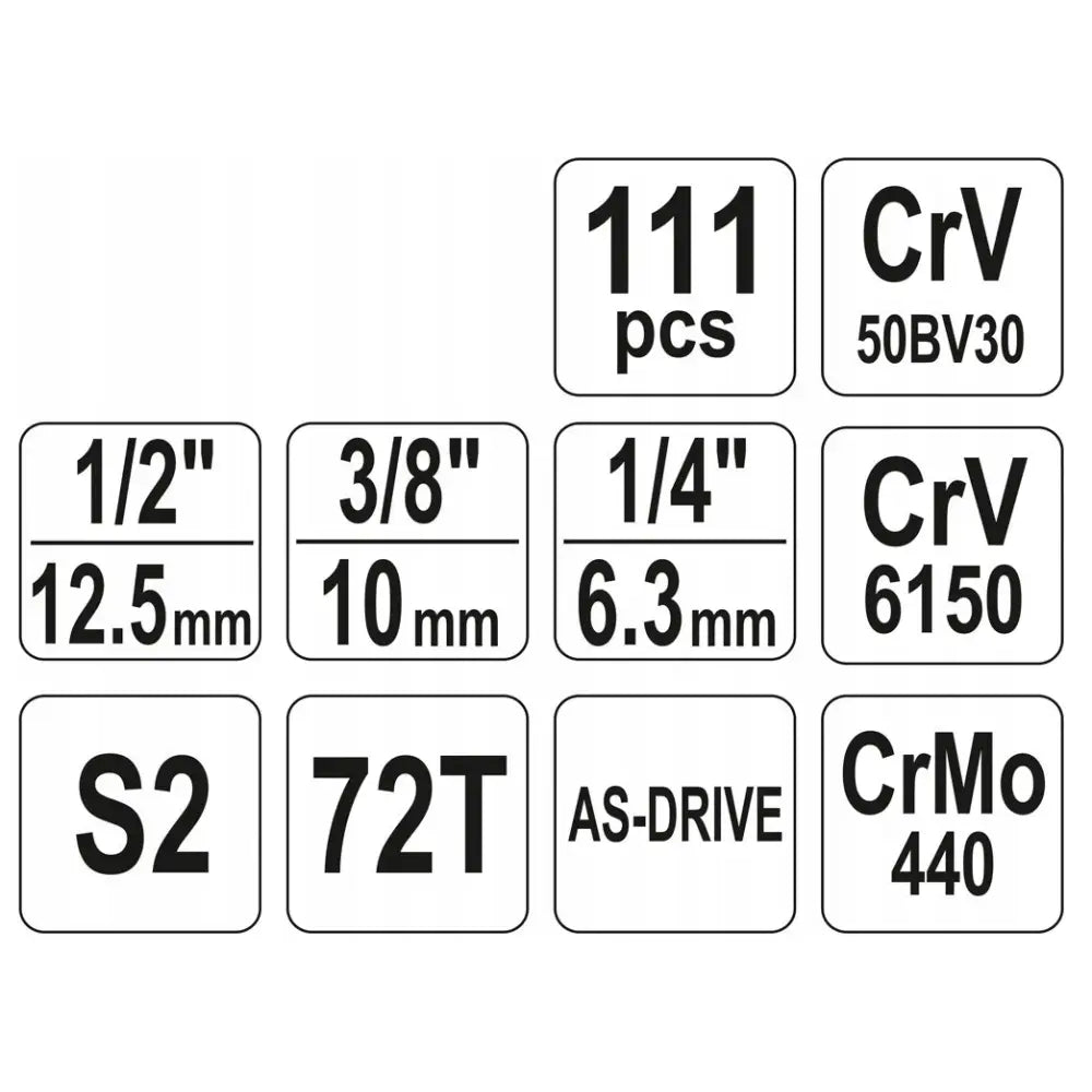 Verktøysett 1/4’’ 3/8’’ 1/2’’ Xl 111 Deler - 5