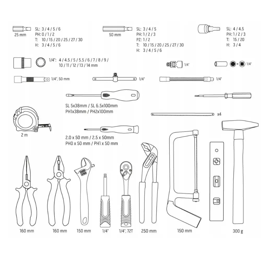 Verktøysett Neo Nøkler Frosk Sag Hammer Torx Skrutrekkere Koffert 88 Deler - 8