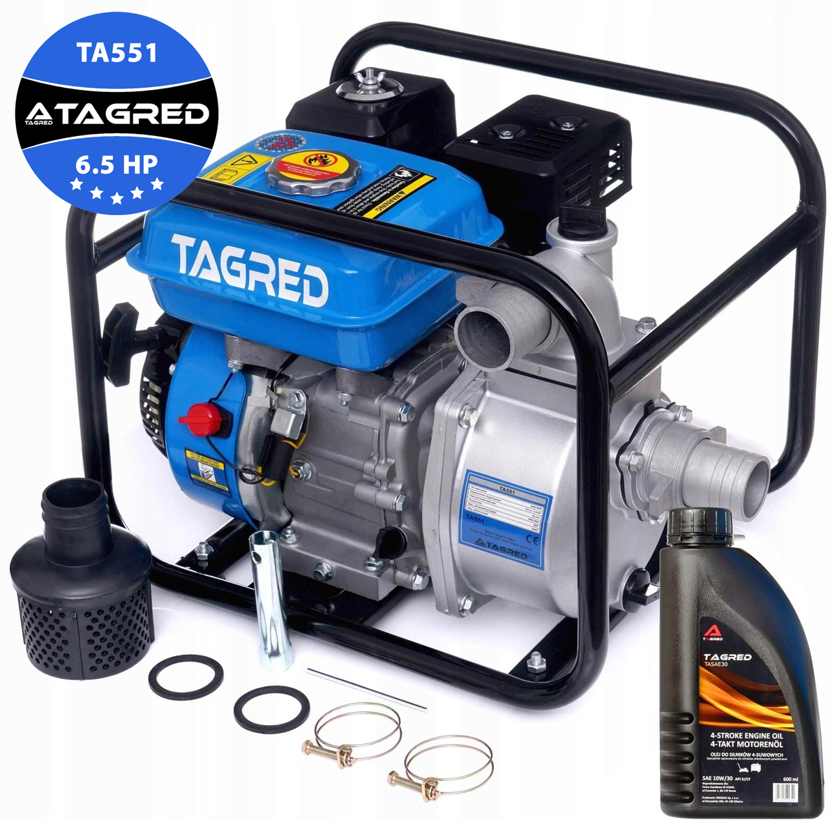 Tagred 1559 bensindrevet motopumpe med 6,5 HK OHV-motor